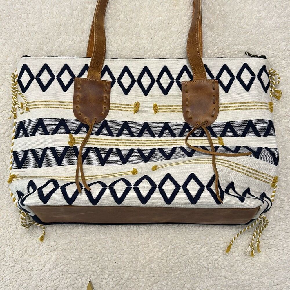 Noonday Collection Aventura Woven and Leather Tote Bag - Picture 3 of 13
